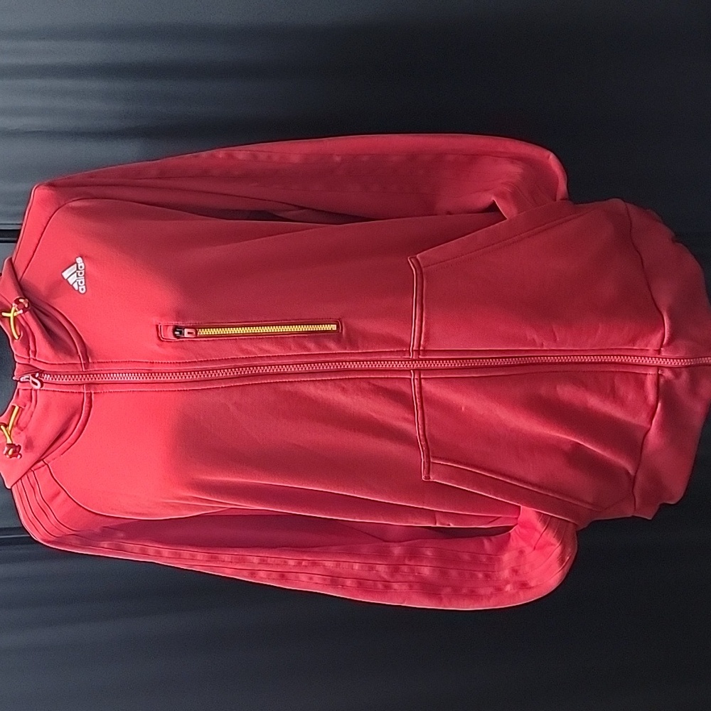 Adidas Red Climalite Jacket with Yellow Trim XL